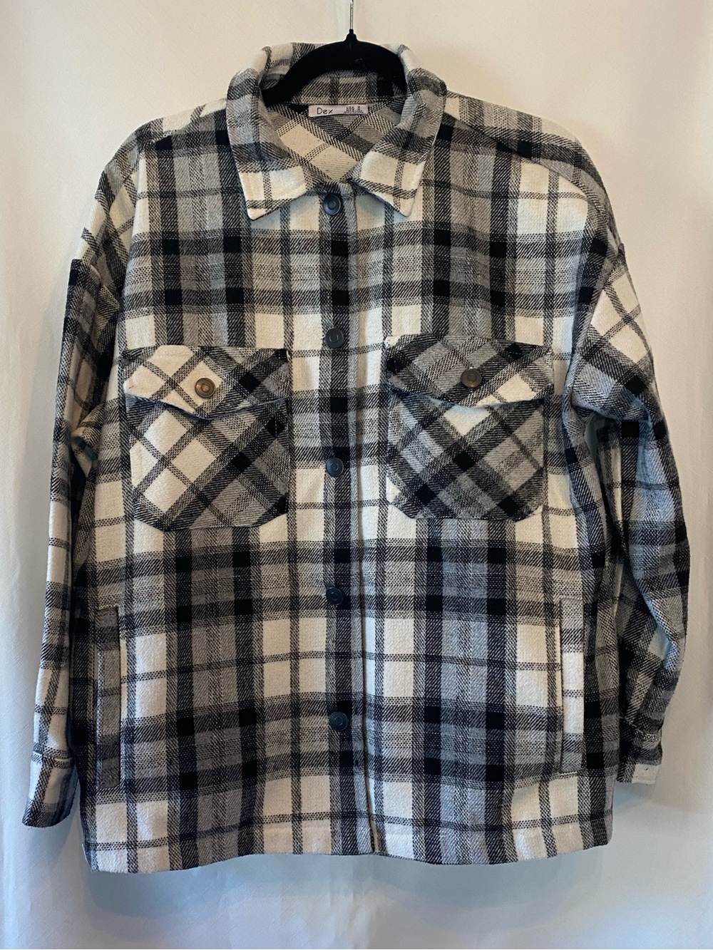 Dex Women's Black & White Plaid Jacket Shacket MD Hipster Grunge Streetwear